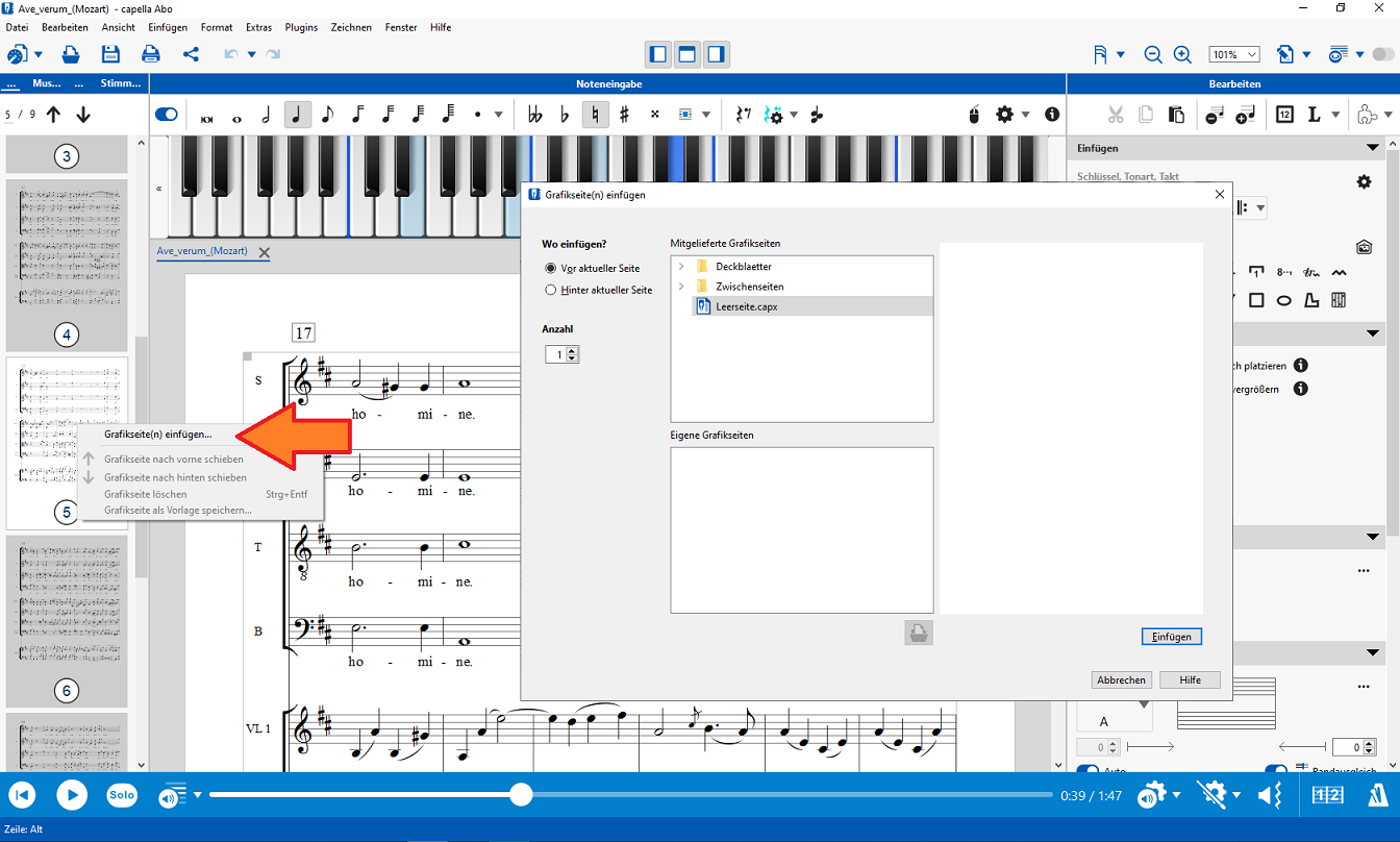 Screenshot Seite einfügen