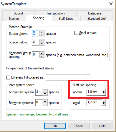 staff line spacing